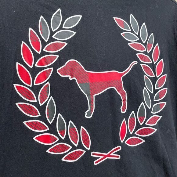 PINK Victorias Secret Black/Red Plaid Logo Crest Long Sleeve Campus Tee, S - Picture 5 of 5